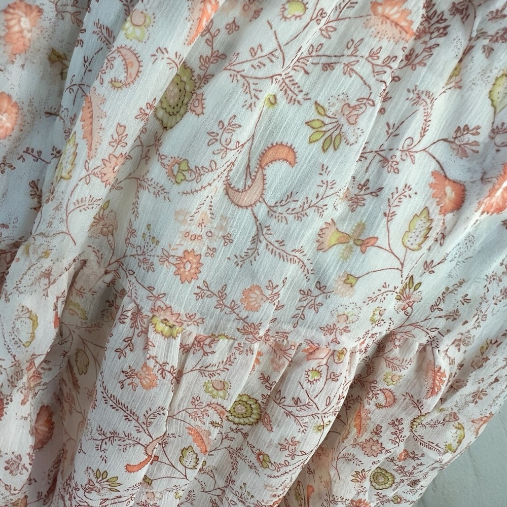 Peach love California Smock waist floral mini dress S M L - Picture 9 of 9